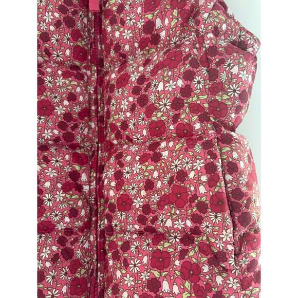Lands End Kids Floral Puffer Vest Size 6X Pink Red Daisy‎ & Berry Pattern - Picture 2 of 5